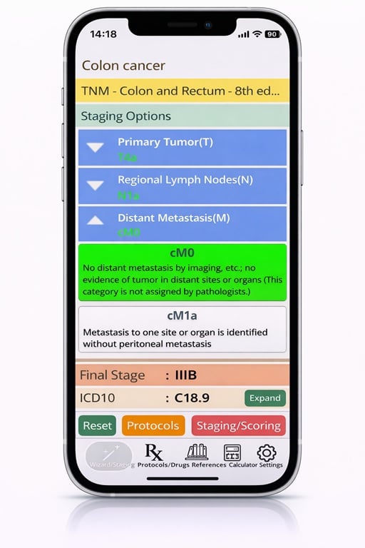 Altai Oncology App showing staging